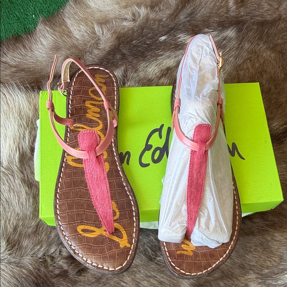Sam Edelman Pink Strap Brown Sole Sandals
